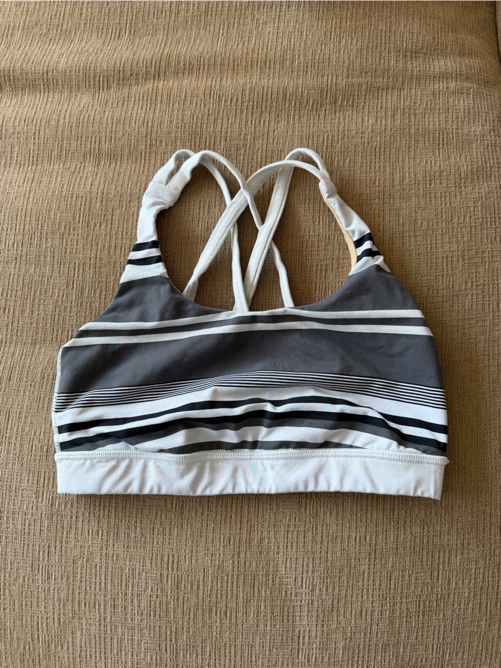 Lululemon Striped Gray and White Sports Bra